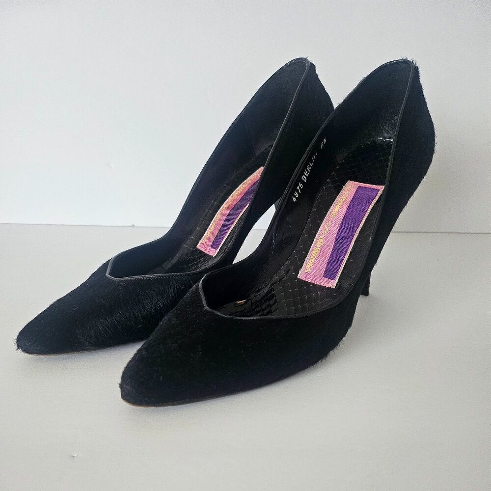 Vintage Susan Bennis/Warren Edwards Black Pony Hair Heels Size 8.5